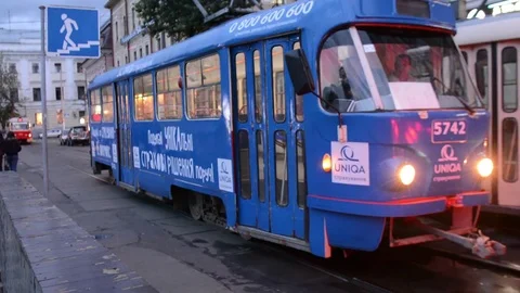 Kiev, tram, tramway, transport Stock Footage 80150498