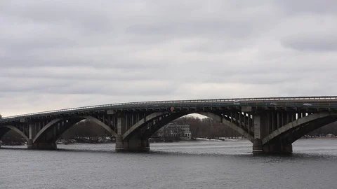 Kiev, Ukraine. Bridge over river. Stock Footage 74375093