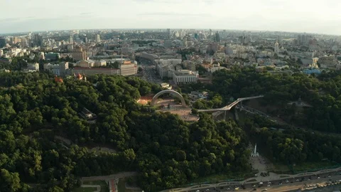Kiev, Ukraine-July 2019: of the Arch of Friendship of Peoples in Kiev. Historica Stock Footage