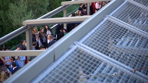 KIEV, UKRAINE - MAY 7, 2017: Start party on the open terrace people talk on the Stock Footage 79076572