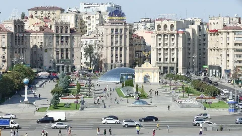 Kiev, Ukraine, September 2017: The central square of the capital of Ukraine Stock Footage 80287973
