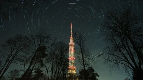 Kiev_TV_tower_startrails 스톡 동영상 105546685