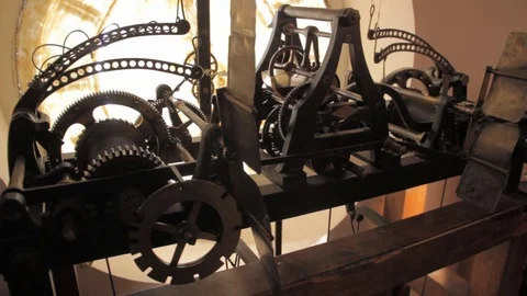 Kiev.mechanism of 1858, Ancient Tower Clock, the Movement of Clock Stock Footage 74870290
