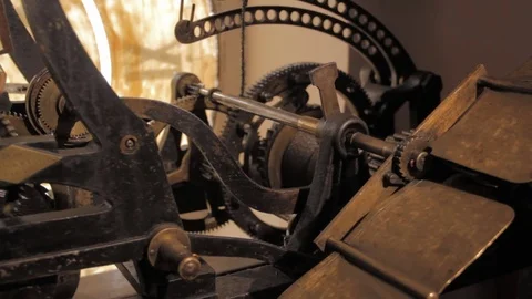 Kiev.mechanism of 1858, Ancient Tower Clock, the Movement of Clock Stock Footage 74870381