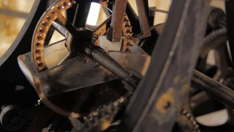 Kiev.mechanism of 1858, Ancient Tower Clock, the Movement of Clock Stock Footage 74871902