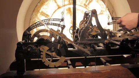 Kiev.mechanism of 1858, Ancient Tower Clock, the Movement of Clock Stock Footage 74872545