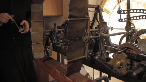 Kiev.mechanism of 1858, Ancient Tower Clock, Clock-Chime, the Movement of Clock  Stock Footage 74872934