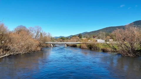 Kiewa River - Mongans Bridge Aerial Stock Footage 338277368