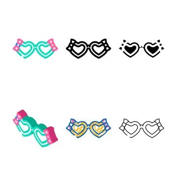 Kig girl forms glasses frame color icon vector Stock Illustration