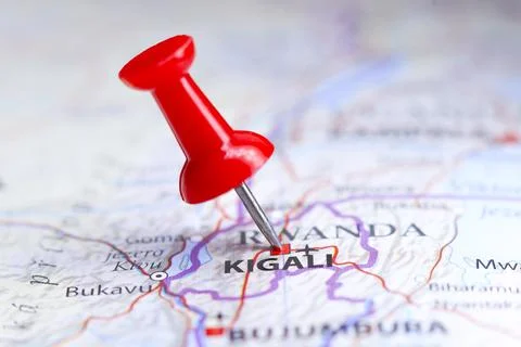 Kigali, Rwanda pin on map Stock Photos