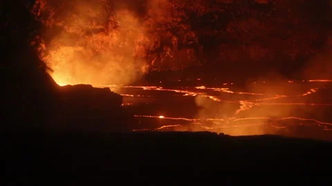 Kilauea Summit Lava Lake HAWAII Stock Footage