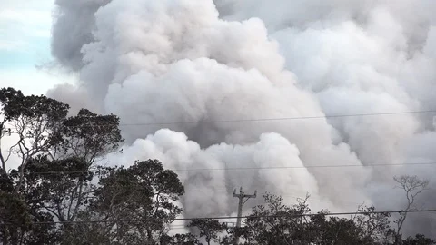 Kilauea Volcano Eruption 2018 - Cloud Of Ash Billows Into Sky Stock Footage 90368047