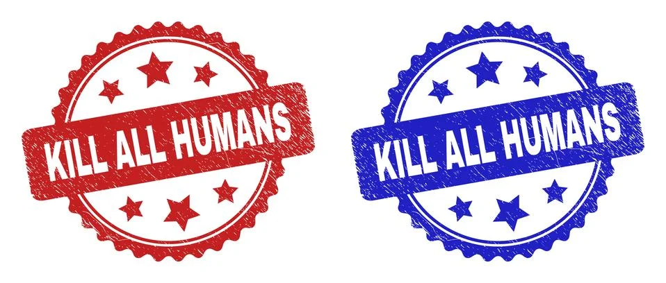 KILL ALL HUMANS Rosette Watermarks with Unclean Style Stock Illustration