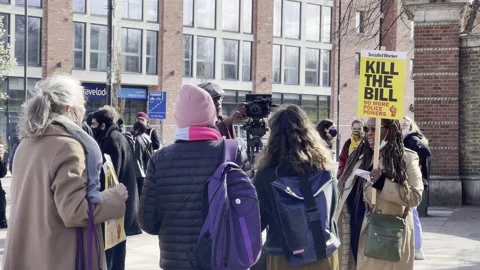 KILL THE BILL PROTESTERS GATHER NORTH LONDON ON EASTER WEEKEND 2021 UK 4K Stock Footage 151542656