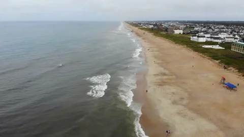 Kill Devil Hills, Outer Banks, North Carolina - Drone footage of beach in OBX 4k Video stock 171133604