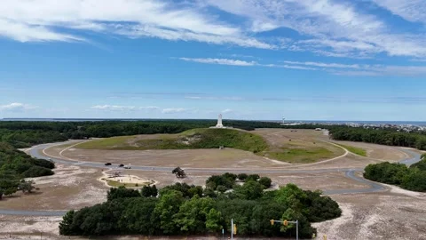 Kill Devil Hills, US NC - 08 28, 2025: Aerial View Of Wright Brothers Monument Stock Footage 319027254