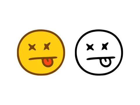 Kill face emoticon in doodle style isolated on white background Stock Illustration