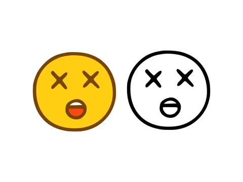 Kill face emoticon in doodle style isolated on white background Stock Illustration