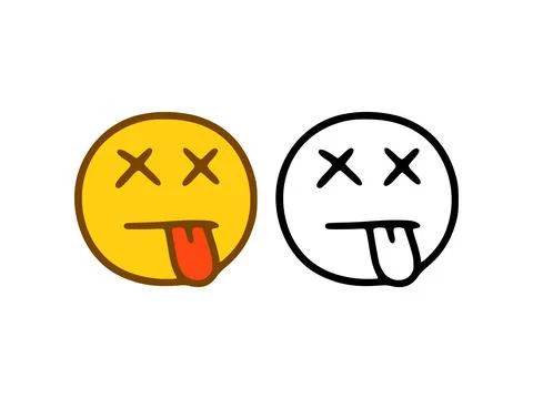 Kill face emoticon in doodle style isolated on white background Stock Illustration