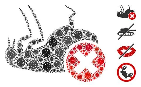 Kill Flea Mosaic of Covid Virus Elements Stock Illustration