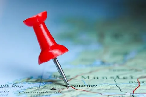 Killarney, Ireland pin on map Foto stock
