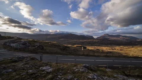 Killarney Mountains at Dusk, Molls Gap Ireland Timelpase Stock Footage 126884766