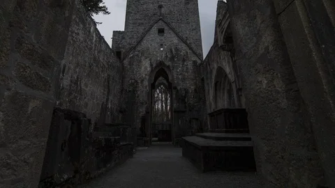 Killarney , Muchross Abbey at Dawn Stock Footage 127057234