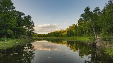 Killarney Provincial Park, Canada, Timelapse  - Reflection on the lake 스톡 동영상 64950387