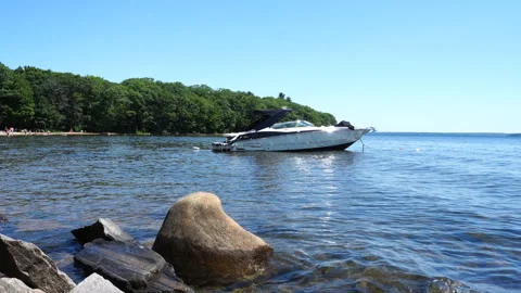 Killbear Lighthouse Point with Boat Stock Footage 278607040
