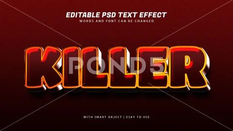 Killer 3d red text effect editable PSD Template