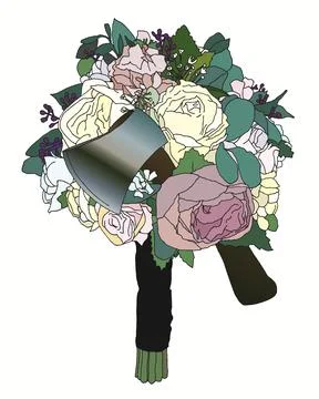 Killer Bride Bouquet with Hidden Axe Stock Illustration