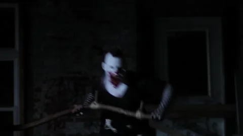 Killer Clown Charges 1 Stock Footage