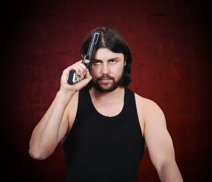 Killer with gun Foto stock