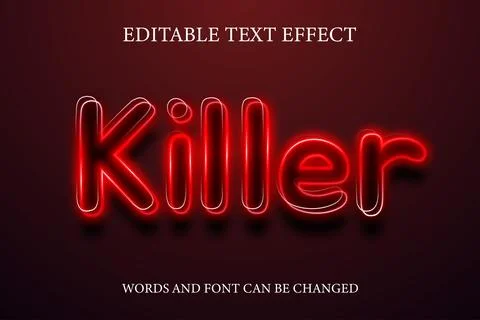 Killer red neon style text effect Stock Illustration