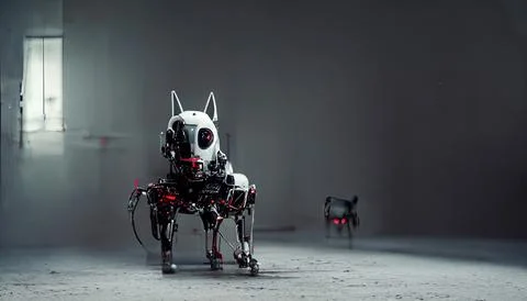 Killer Robot Dog. Concept of Bad Artificial Intelligence. イラスト素材