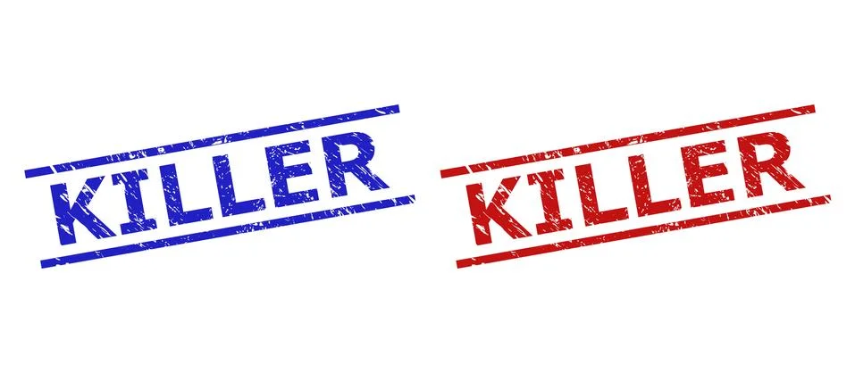 KILLER Stamp Seals with Corroded Texture and Parallel Lines Stock Illustration