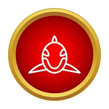 Killer whale icon in red circle with gold border Stock Illustration