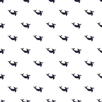 Killer whale seamless pattern swimming across white background Stock Illustration