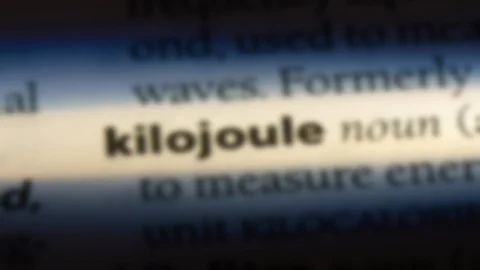 Kilojoule word in a dictionary. Stock Footage 99561931