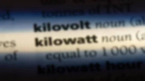 Kilowatt word in a dictionary. Stock Footage 99561949