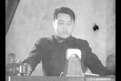 Kim Il Sung speaks at assembly meetings ... | Stock Video | Pond5