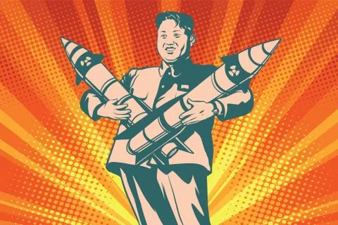 Kim Jong-UN with nuclear rocket Stock Illustration