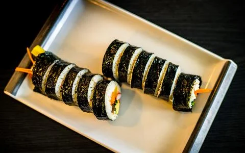 Kimbap rolling rice. Stock Photos