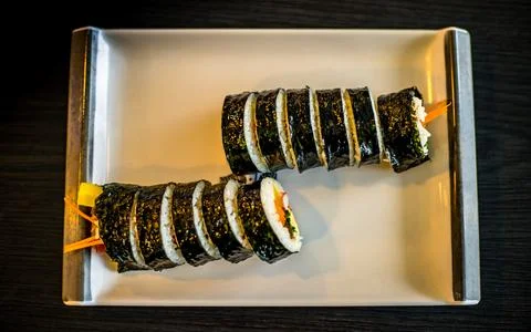Kimbap rolling rice. Stock Photos
