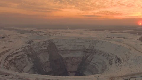 Kimberlite diamond pipe Aerial Stock Video Pond5