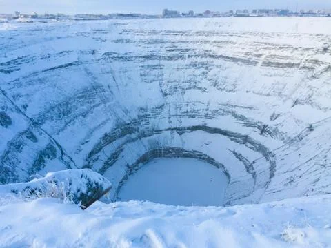 Kimberlite funnel for diamond mining Stock Photos