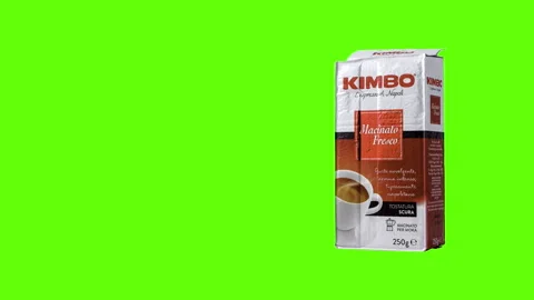 KIMBO coffee on green background Video stock 148984294