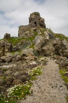 Kinbane castle Stock Photos