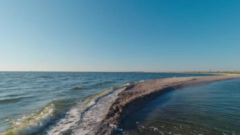 Kinburn Split, Ukraine. There is fresh water of the Dnieper-Buzhsky Estuary.. Stock Footage 272973057