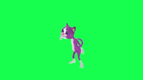 Kind 3D talking purple cat dancing from right angle on green screen 3D people 스톡 동영상 247973687